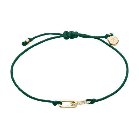 Fossil Sutton Mini Moments Green Gold-Tone Brass Pavé Link Bracelet - Preorder