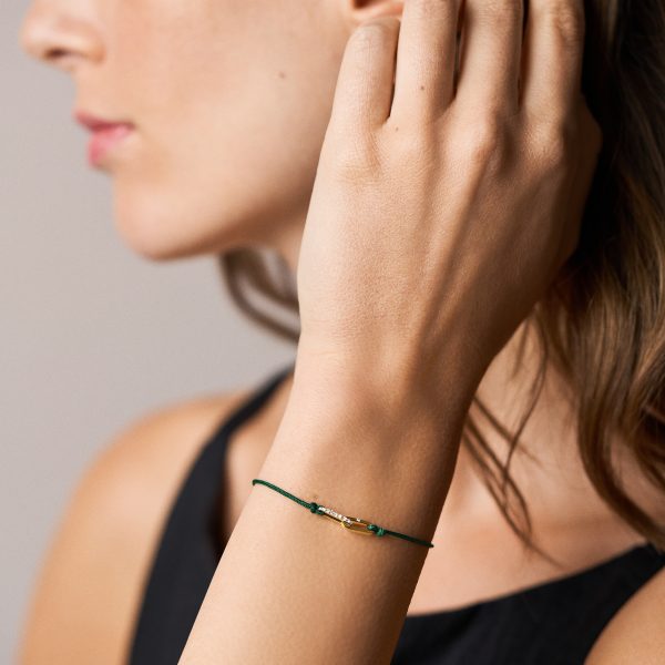Fossil Sutton Mini Moments Green Gold-Tone Brass Pavé Link Bracelet - Preorder