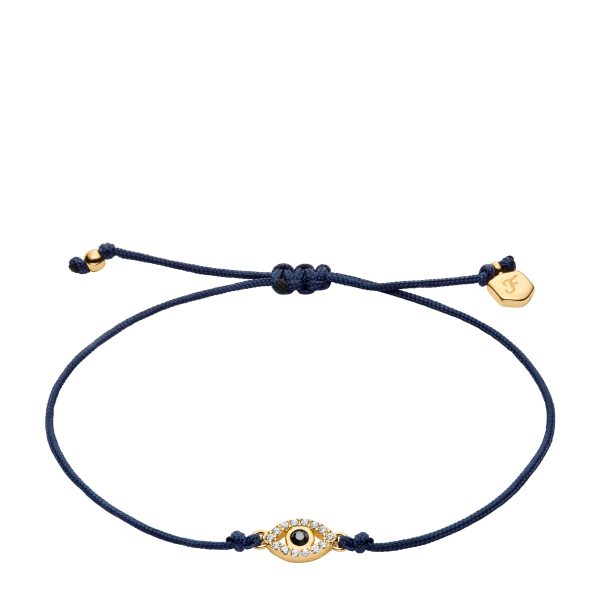 Fossil Sutton Mini Moments Midnight Blue Gold-Tone Brass Evil Eye Bracelet - Preorder