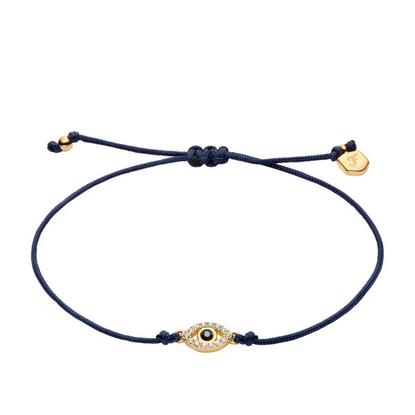 Fossil Sutton Mini Moments Midnight Blue Gold-Tone Brass Evil Eye Bracelet - Preorder