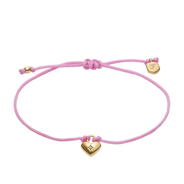 Fossil Sutton Mini Moments Dusty Pink Gold-Tone Brass Heart Bracelet - Preorder