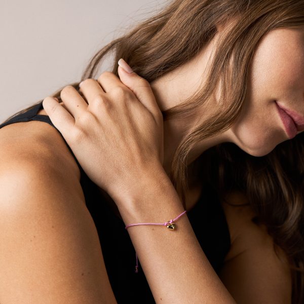 Fossil Sutton Mini Moments Dusty Pink Gold-Tone Brass Heart Bracelet - Preorder