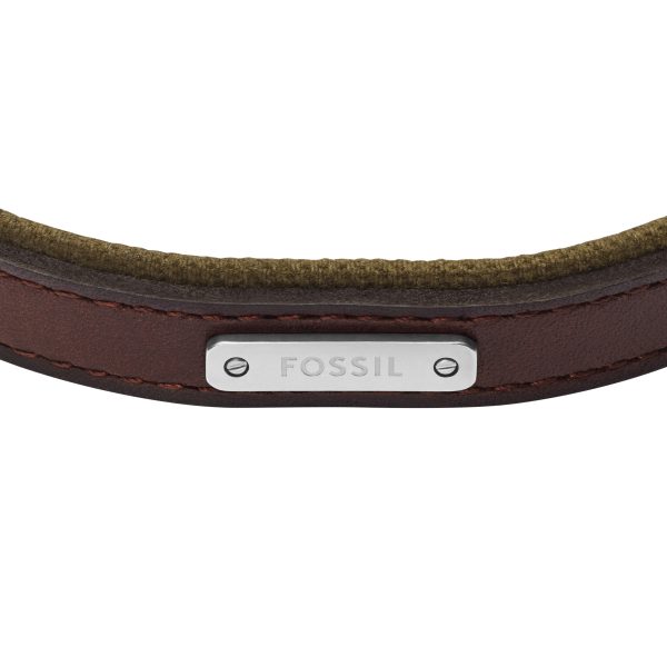 Fossil Everett Color Pop Green And Brown Leather Strap Bracelet - Preorder
