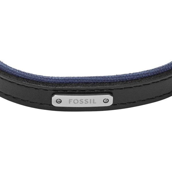 Fossil Everett Color Pop Midnight Blue and Black Leather Strap Bracelet - Preorder