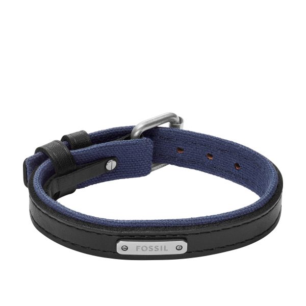 Fossil Everett Color Pop Midnight Blue and Black Leather Strap Bracelet - Preorder