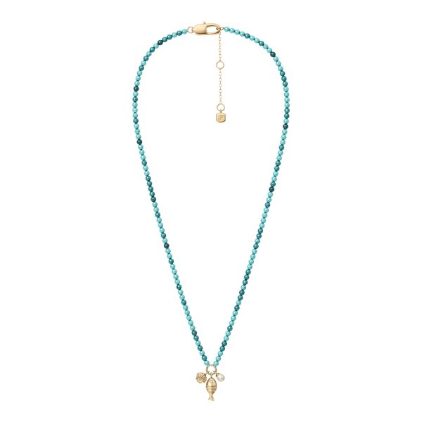 Fossil Sutton By The Sea Turquoise Blue Acrylic Beaded Shell Necklace - Preorder