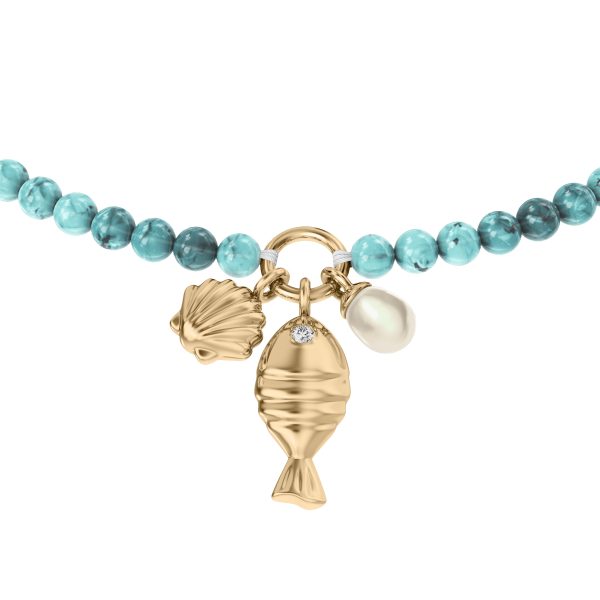 Fossil Sutton By The Sea Turquoise Blue Acrylic Beaded Shell Bracelet - Preorder