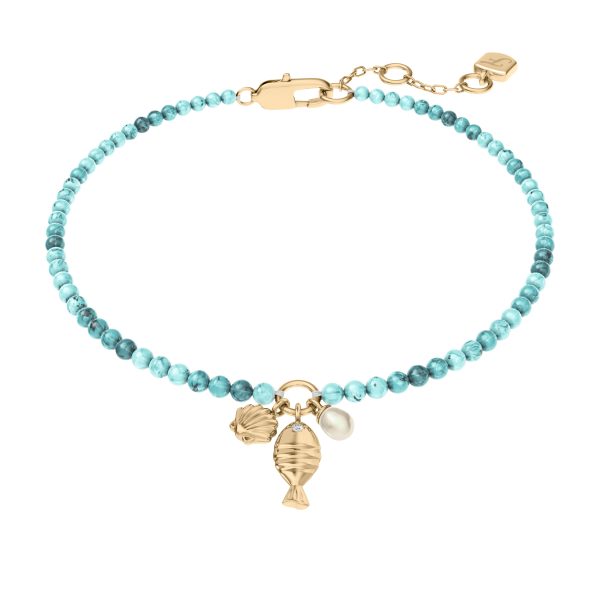 Fossil Sutton By The Sea Turquoise Blue Acrylic Beaded Shell Bracelet - Preorder