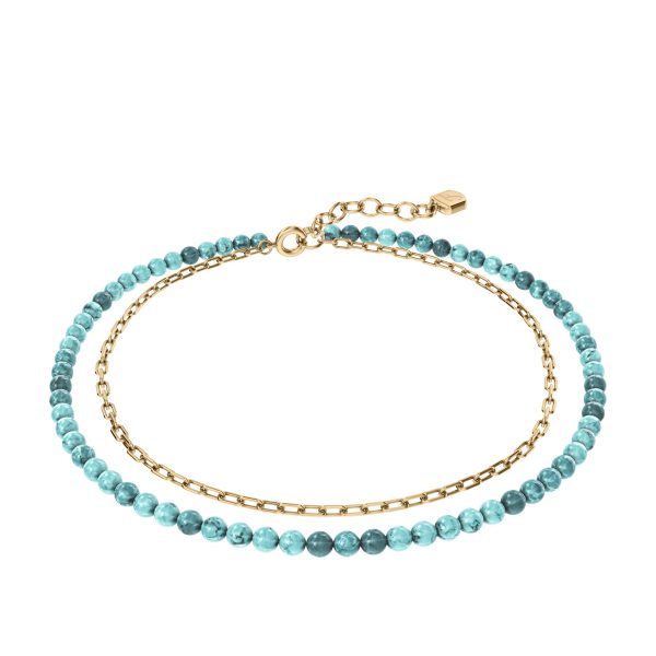 Fossil Jewelry By The Sea Turquoise Blue Acrylic Beaded Multi-Strand Anklet - Preorder