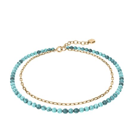 Fossil Jewelry By The Sea Turquoise Blue Acrylic Beaded Multi-Strand Anklet - Preorder