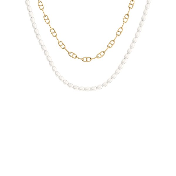 Fossil Heritage Pearl D-Link Gold-Tone Brass Multi-Strand Necklace - Preorder