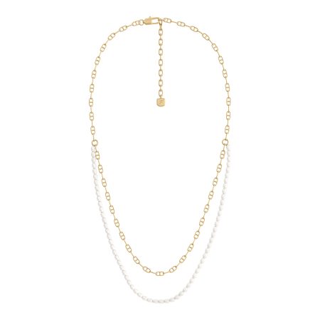 Fossil Heritage Pearl D-Link Gold-Tone Brass Multi-Strand Necklace - Preorder