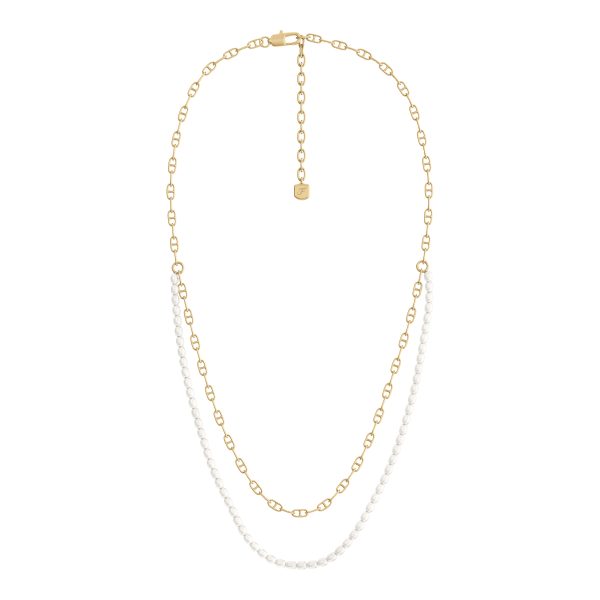Fossil Heritage Pearl D-Link Gold-Tone Brass Multi-Strand Necklace - Preorder