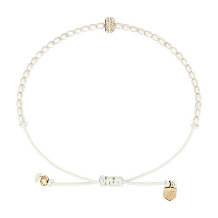 Fossil Sutton Mini Moments White Acrylic Pearl Beaded Rondelle Bracelet - Preorder