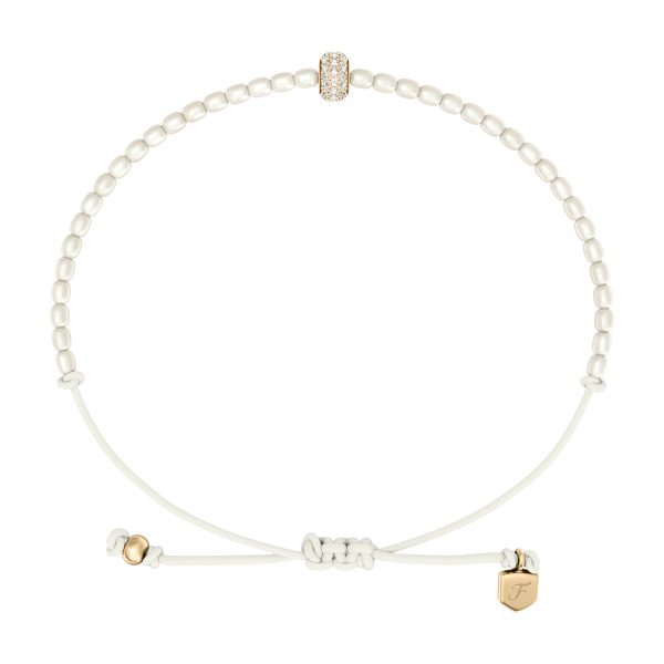 Fossil Sutton Mini Moments White Acrylic Pearl Beaded Rondelle Bracelet - Preorder