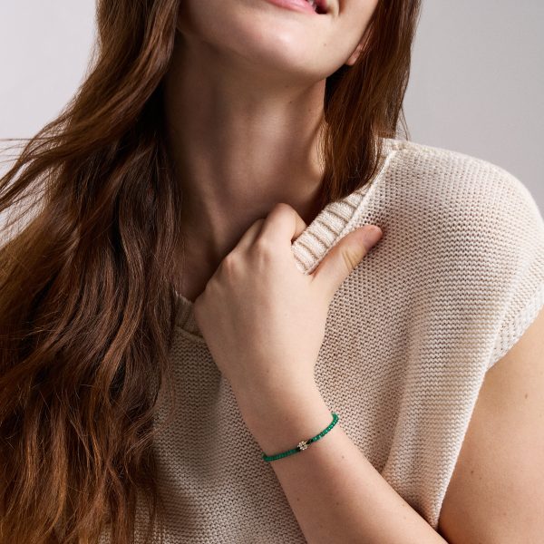 Fossil Sutton Mini Moments Green Beaded Clover Bracelet - Preorder