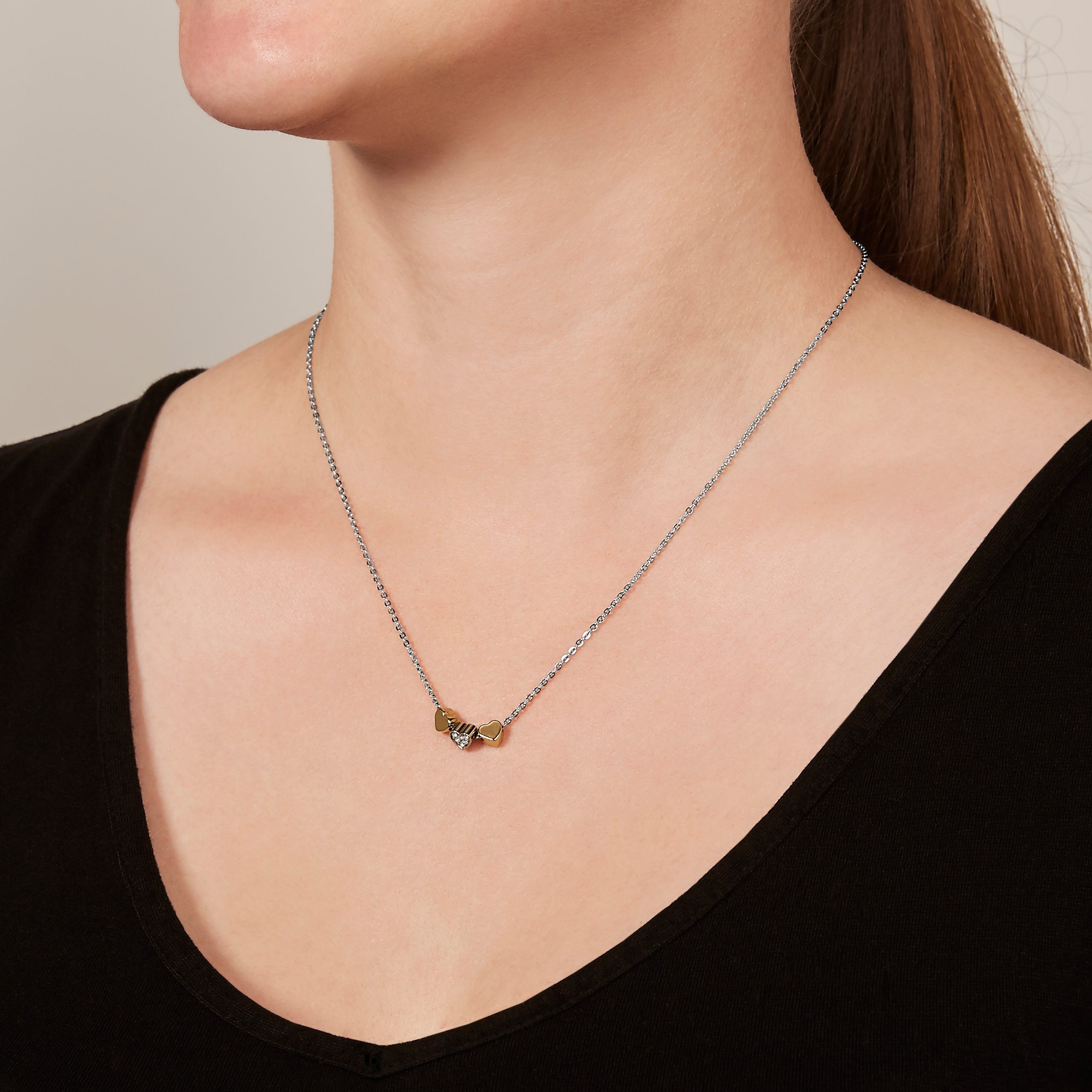 Fossil Sutton Heart Tri-Tone Steel Necklace - Preorder - Image 2