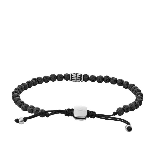 Fossil Everett Beaded Black Semi-Precious Bracelet - Preorder