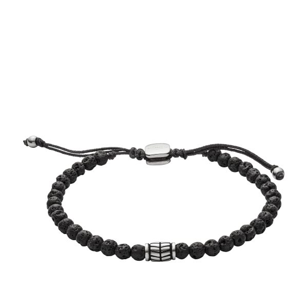 Fossil Everett Beaded Black Semi-Precious Bracelet - Preorder