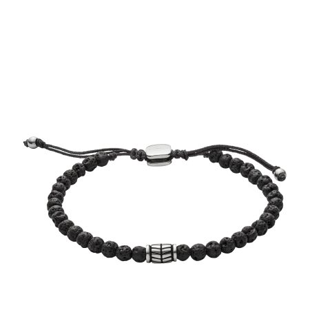 Fossil Everett Beaded Black Semi-Precious Bracelet - Preorder