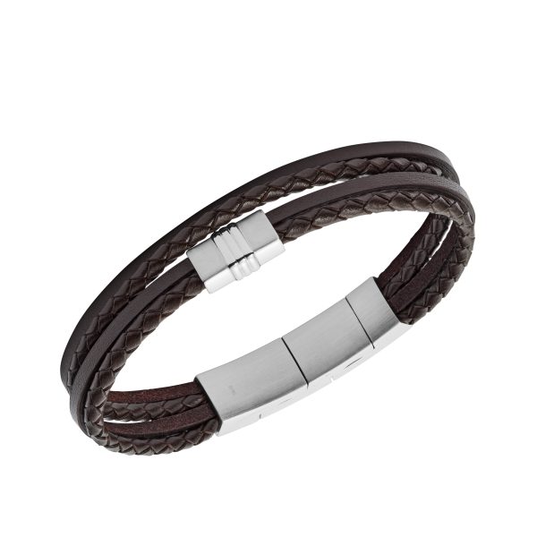 Fossil Brown Multi-Strand Braided Leather Bracelet - Preorder