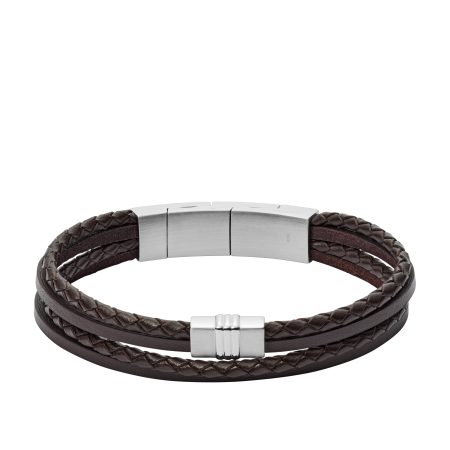Fossil Brown Multi-Strand Braided Leather Bracelet - Preorder