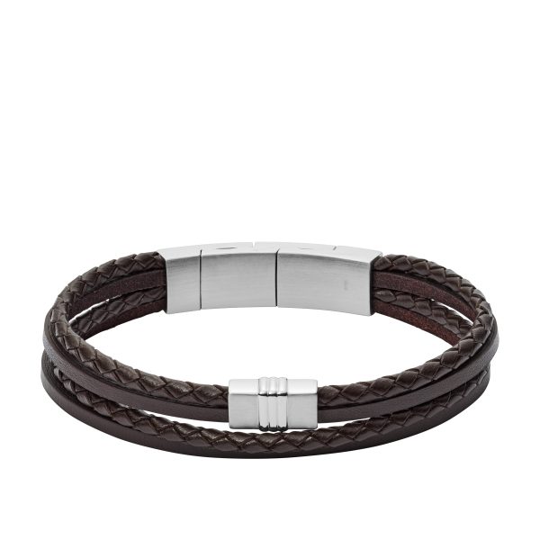 Fossil Brown Multi-Strand Braided Leather Bracelet - Preorder