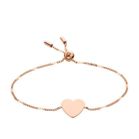 Fossil Ellis Heart Rose Gold-Tone Steel Bracelet - Preorder