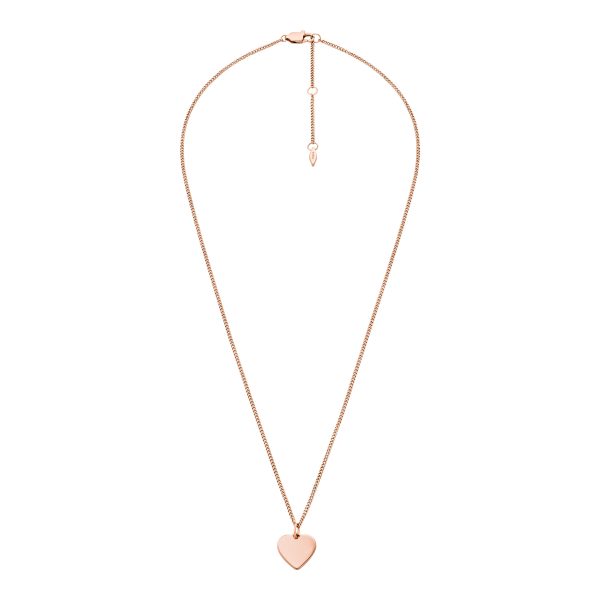 Fossil Ellis Heart Rose Gold-Tone Stainless Steel Necklace - Preorder