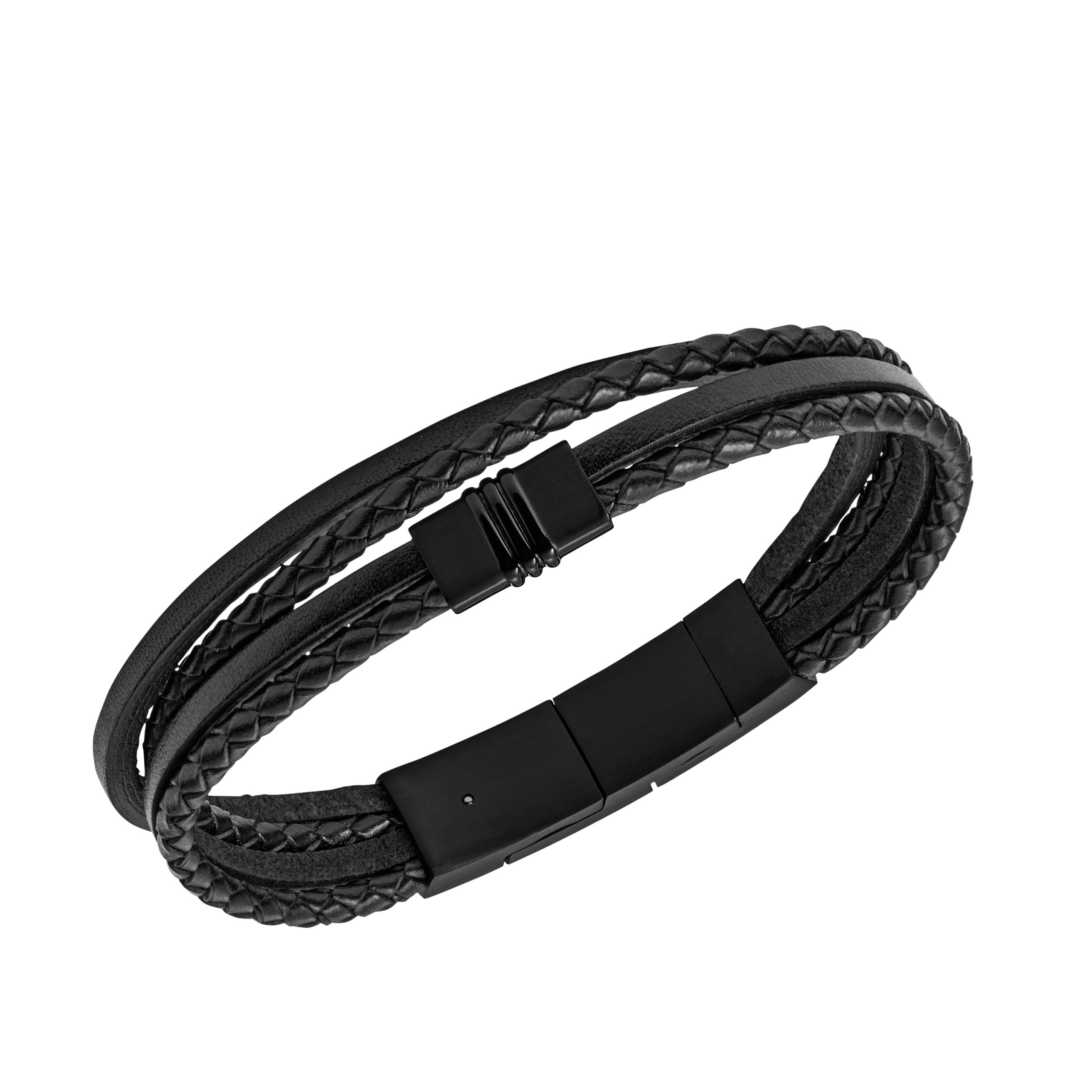 Fossil Multi-Strand Black Leather Bracelet - Preorder - Image 2