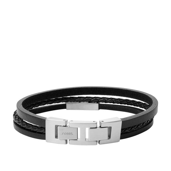 Fossil Black Multi-Strand Leather Bracelet - Preorder