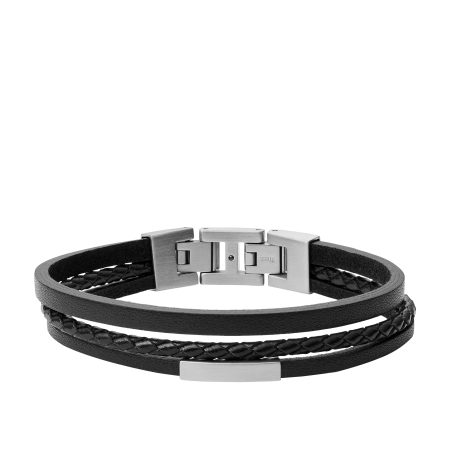 Fossil Black Multi-Strand Leather Bracelet - Preorder