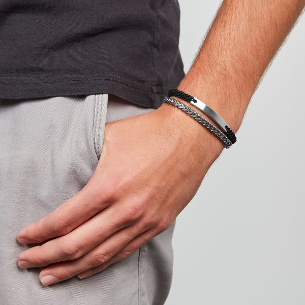 Fossil Ellis Black Nylon and Stainless Steel Double-Strand Bracelet - Preorder