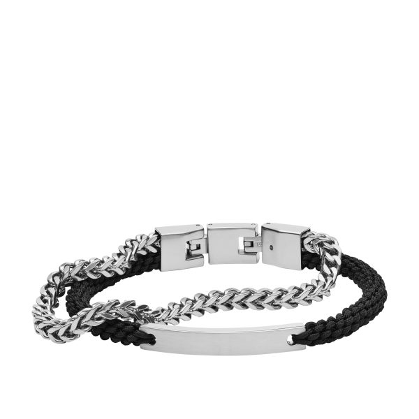 Fossil Ellis Black Nylon and Stainless Steel Double-Strand Bracelet - Preorder