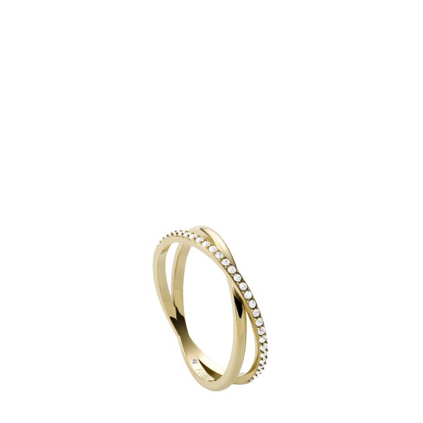 Fossil Ellis Pav&eacute; Glitz Gold-Tone Stainless Steel Band Ring - Preorder
