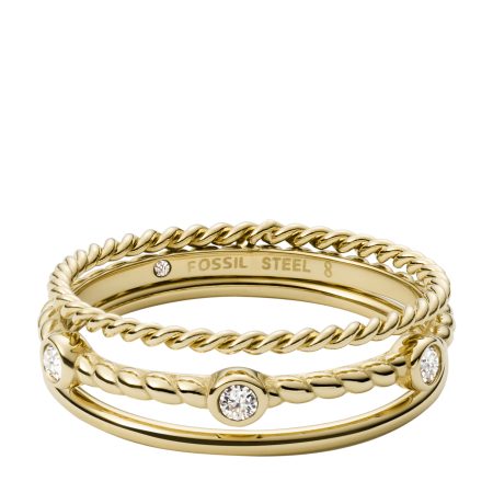 Fossil Val Vintage Heritage Gold-Tone Stainless Steel Prestack Ring - Preorder