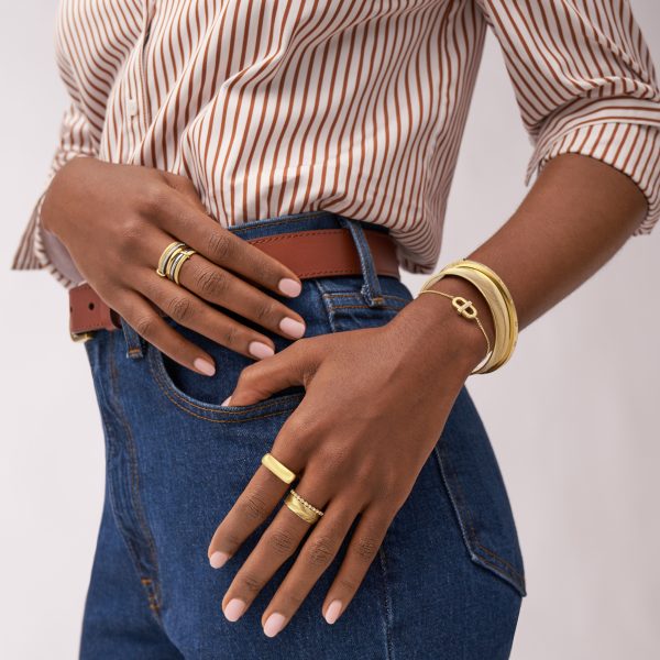 Fossil Sadie Shine Bright Gold-Tone Stainless Steel Cuff Bracelet - Preorder