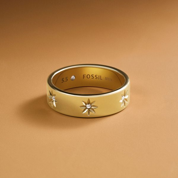 Fossil Sadie Shine Bright Gold-Tone Stainless Steel Band Ring - Preorder