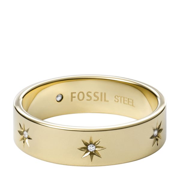 Fossil Sadie Shine Bright Gold-Tone Stainless Steel Band Ring - Preorder