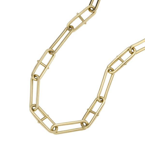 Fossil Heritage D-Link Gold-Tone Stainless Steel Chain Necklace - Preorder