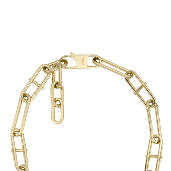 Fossil Heritage D-Link Gold-Tone Stainless Steel Chain Necklace - Preorder