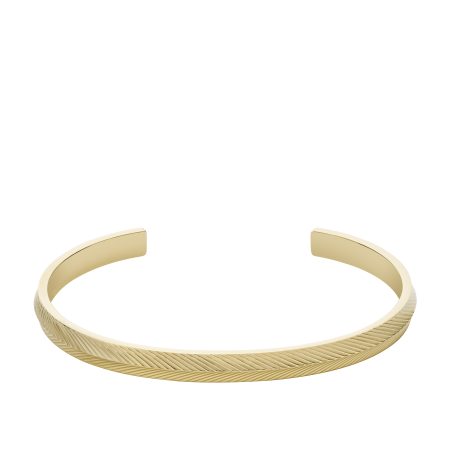 Fossil Harlow Linear Texture Gold-Tone Stainless Steel Bangle Bracelet - Preorder