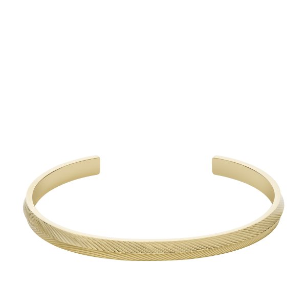 Fossil Harlow Linear Texture Gold-Tone Stainless Steel Bangle Bracelet - Preorder
