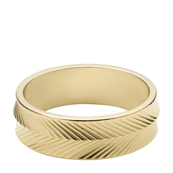 Fossil Harlow Linear Texture Gold-Tone Stainless Steel Band Ring - Preorder