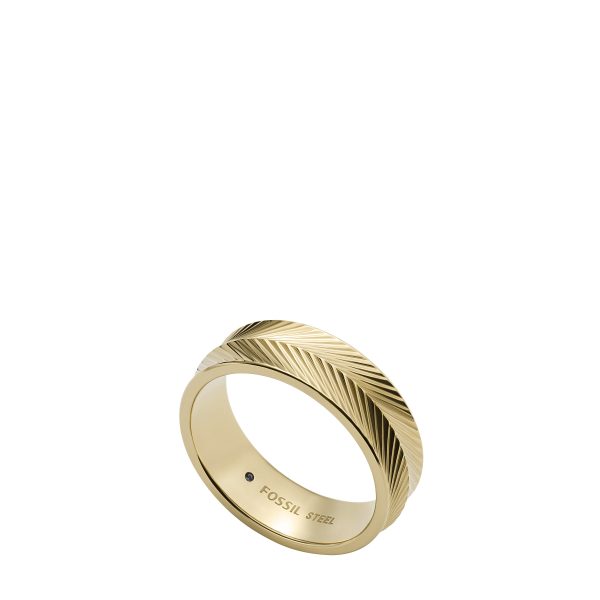 Fossil Harlow Linear Texture Gold-Tone Stainless Steel Band Ring - Preorder