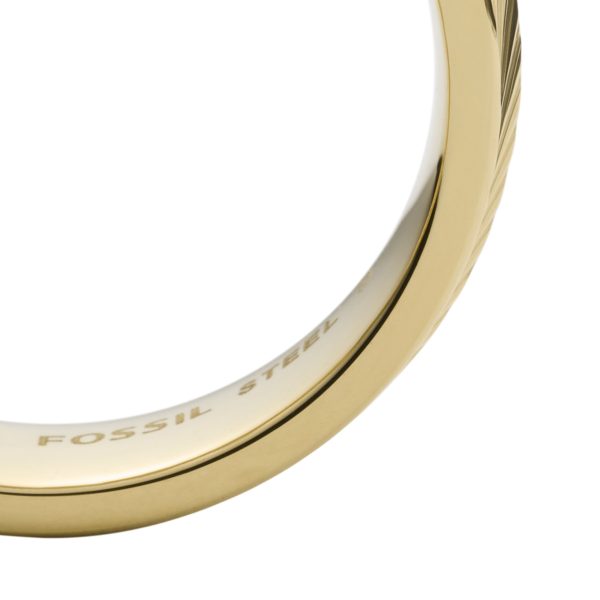 Fossil Harlow Linear Texture Gold-Tone Stainless Steel Band Ring - Preorder