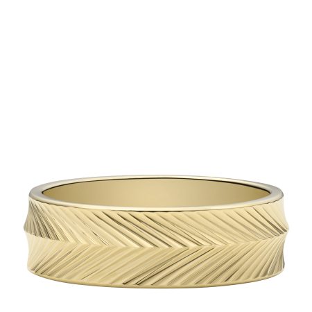 Fossil Harlow Linear Texture Gold-Tone Stainless Steel Band Ring - Preorder