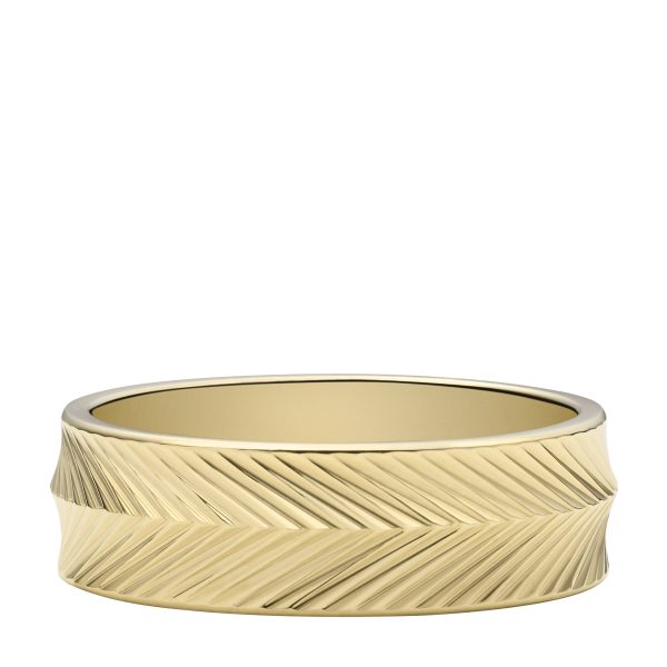 Fossil Harlow Linear Texture Gold-Tone Stainless Steel Band Ring - Preorder