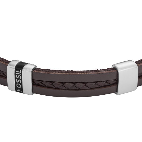 Fossil Leather Essentials Brown Leather Strap Bracelet - Preorder