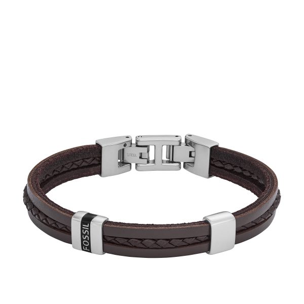 Fossil Leather Essentials Brown Leather Strap Bracelet - Preorder